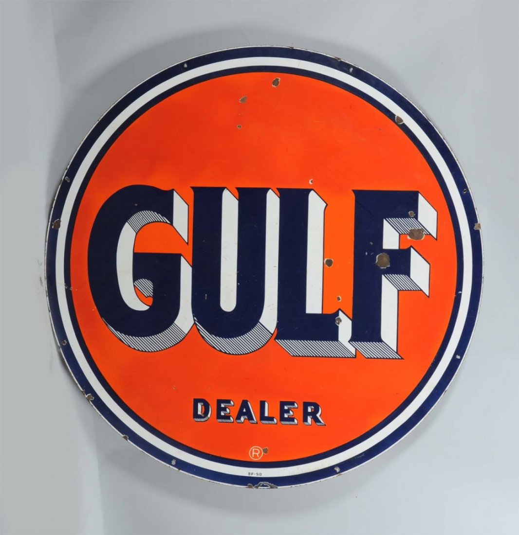 Gulf Dealer Double Sided Porcelain ID Sign. (1 of 2)