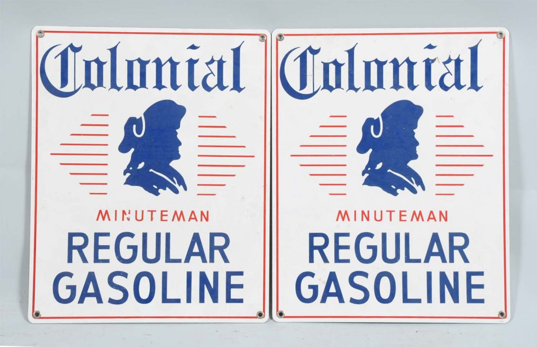 Lot Of 2: Colonial Minuteman Regular Gas SSP Sign. (1 of 1)