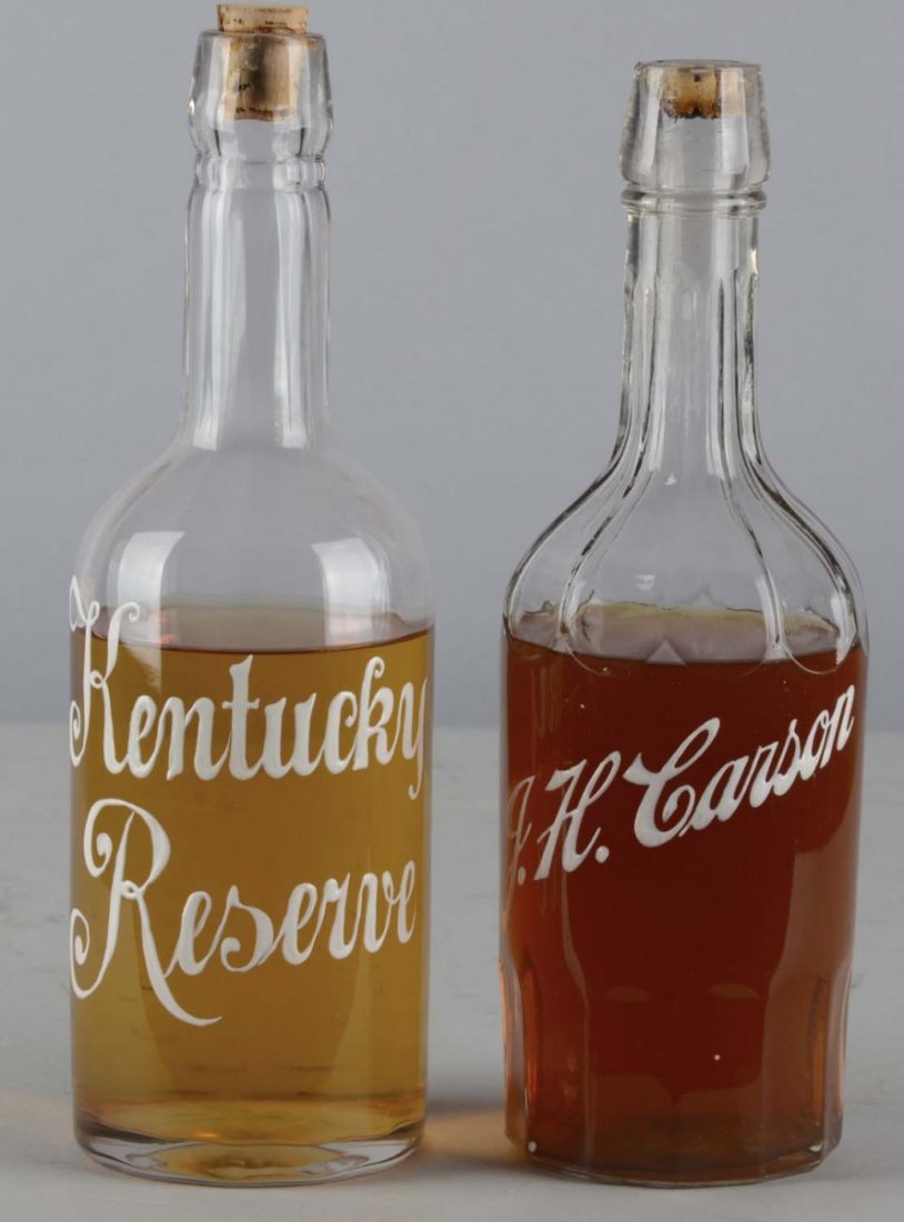 Lot Of 2: Enameled Glass Back Bar Liquor Bottles (1 of 1)