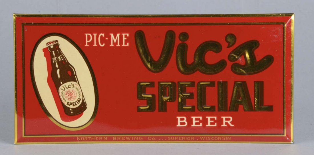 Vic's Special Beer Pic-Me Tin Advertising Sign (1 of 1)
