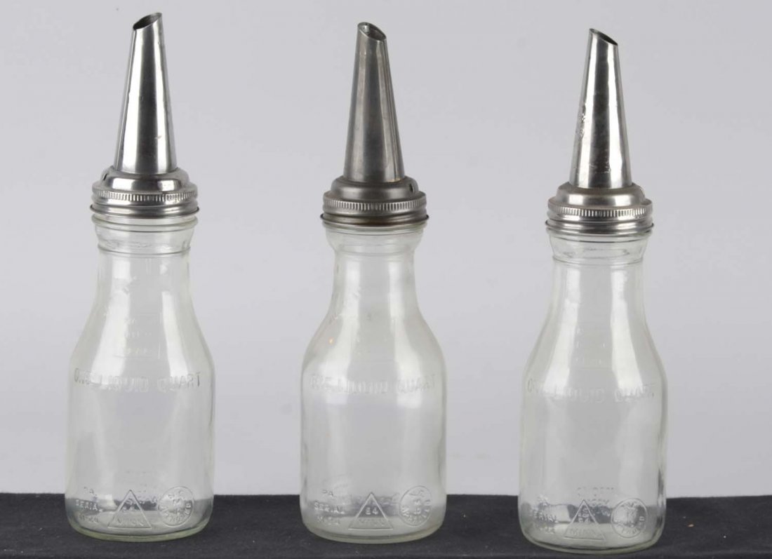 Lot Of 3: Glass Oil Bottles With Pour Spouts (1 of 1)
