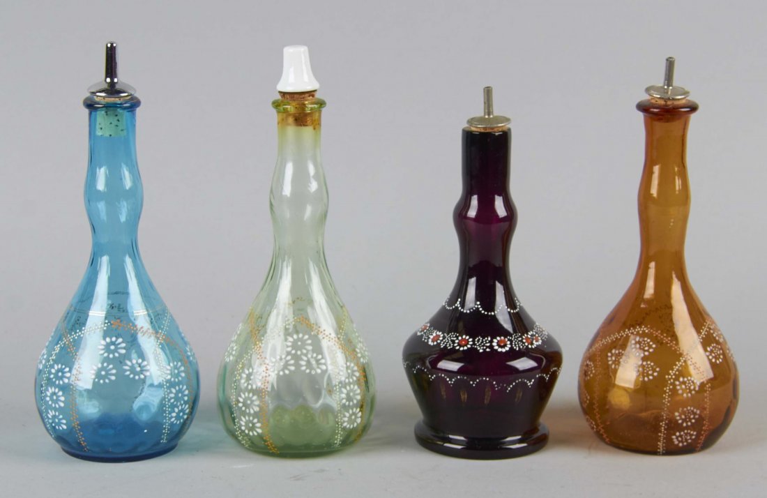 Lot Of 4: Floral Painted Antique Barber Bottles (1 of 1)