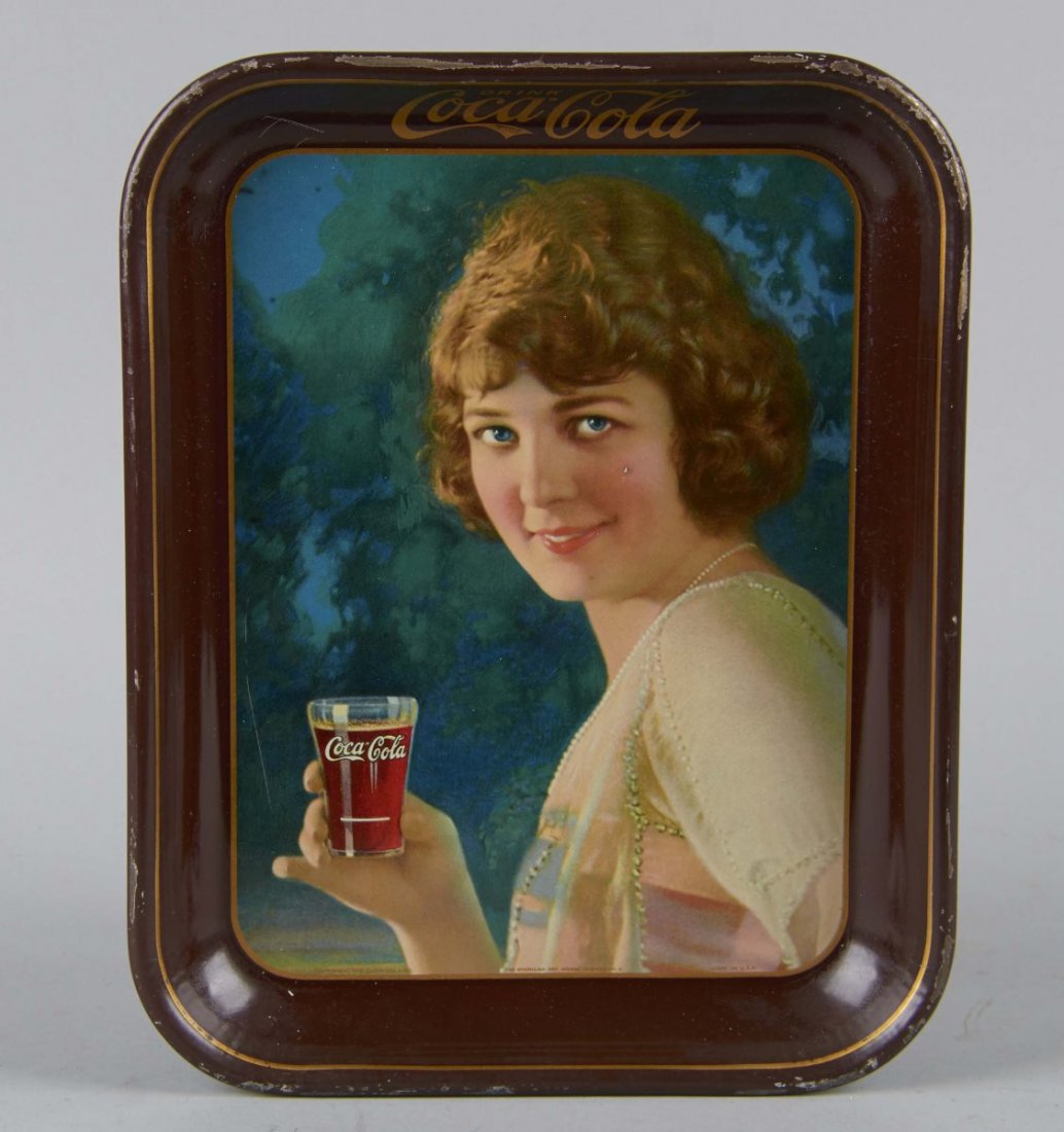 Coca Cola Smiling Girl Tin Serving Tray (1 of 2)