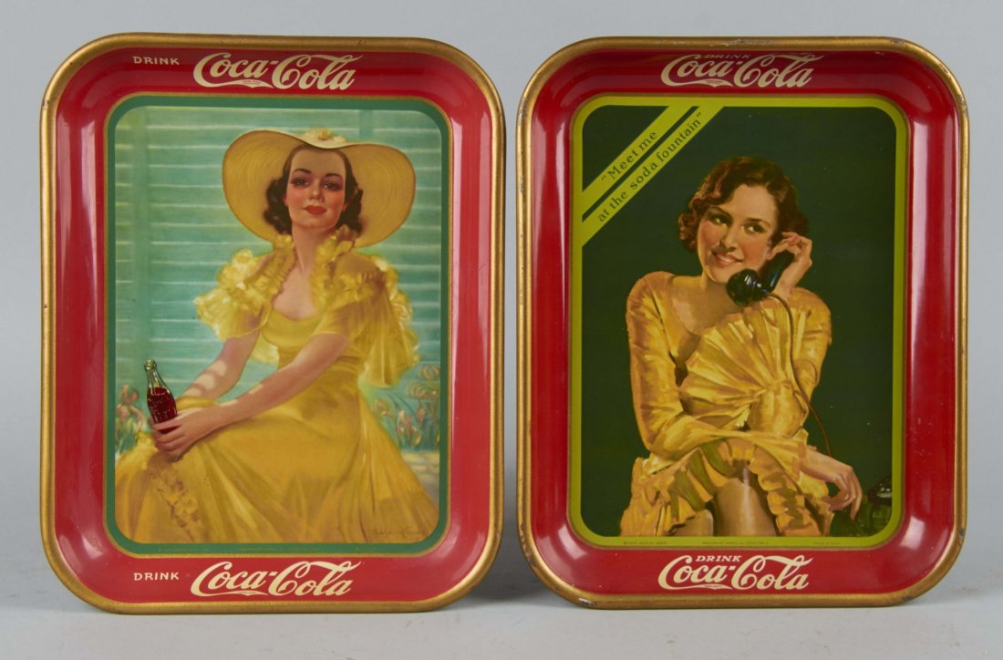 Lot Of 2: Coca Cola Tin Serving Trays (1 of 2)