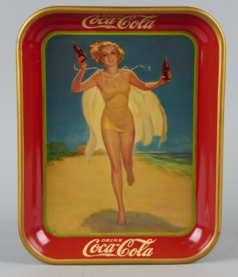 Coca Cola Running Girl Tin Serving Tray (1 of 2)