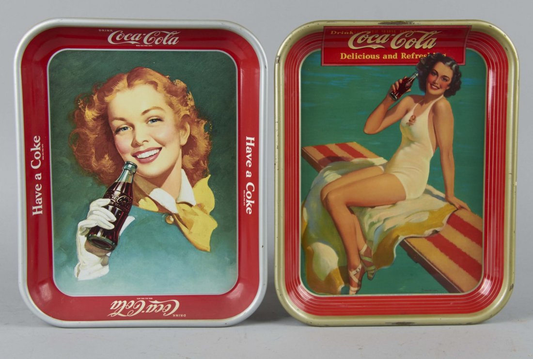 Lot Of 2: Coca Cola Tin Serving Trays (1 of 2)