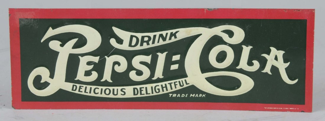 Early Pepsi-Cola Small Tin Advertising Sign (1 of 2)