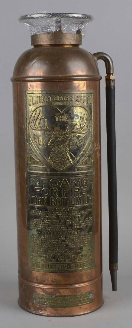 Vintage Elkhart Copper & Brass Fire Extinguisher (1 of 2)
