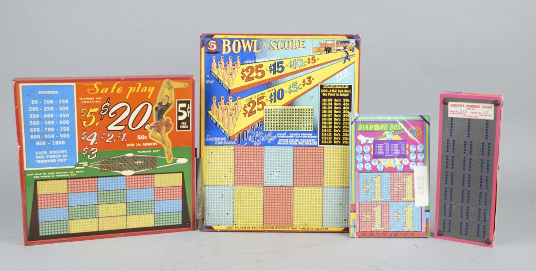 Lot Of 4: Punch Boards with Various Themes (1 of 2)