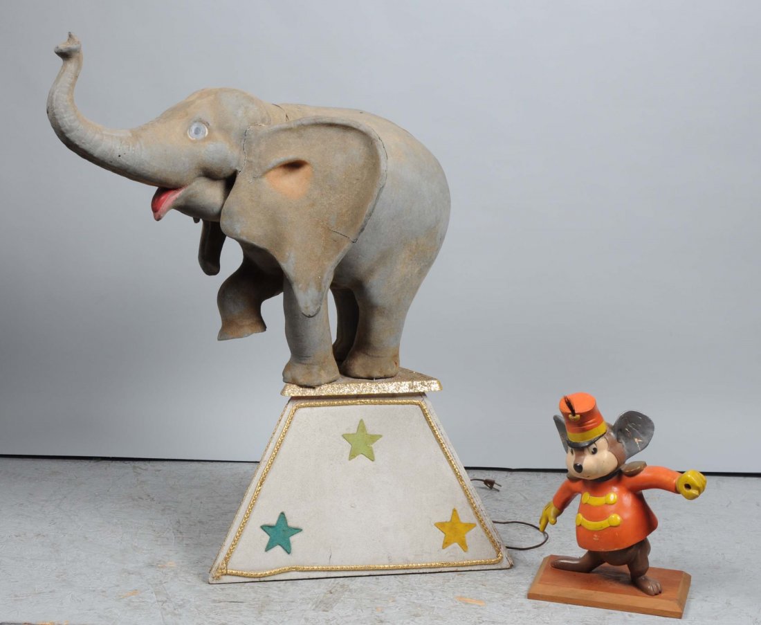 Lot Of 2: Circus Elephant And Mouse Statues (1 of 2)
