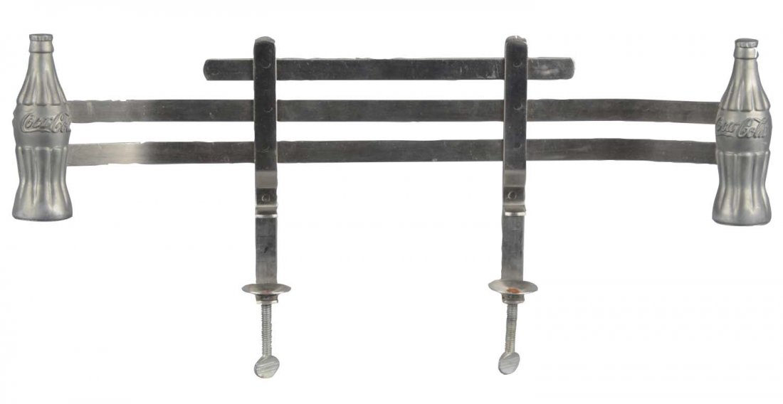 Coca Cola Table Side Restaurant Menu Holder: Marked Ace Stainless Steel Japan, this menu holder features miniature Coke bottles on each end. Condition (Excellent). Size 17" x 6" x 1-1/2"