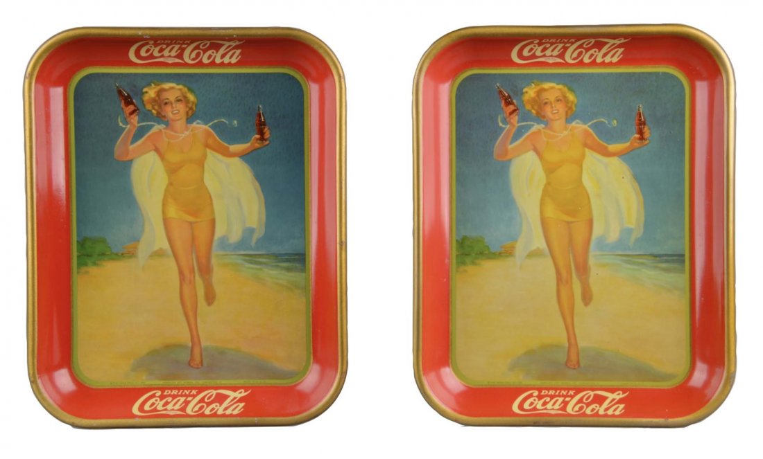 Lot Of 2: Coca Cola Running Girl Serving Trays (1 of 2)