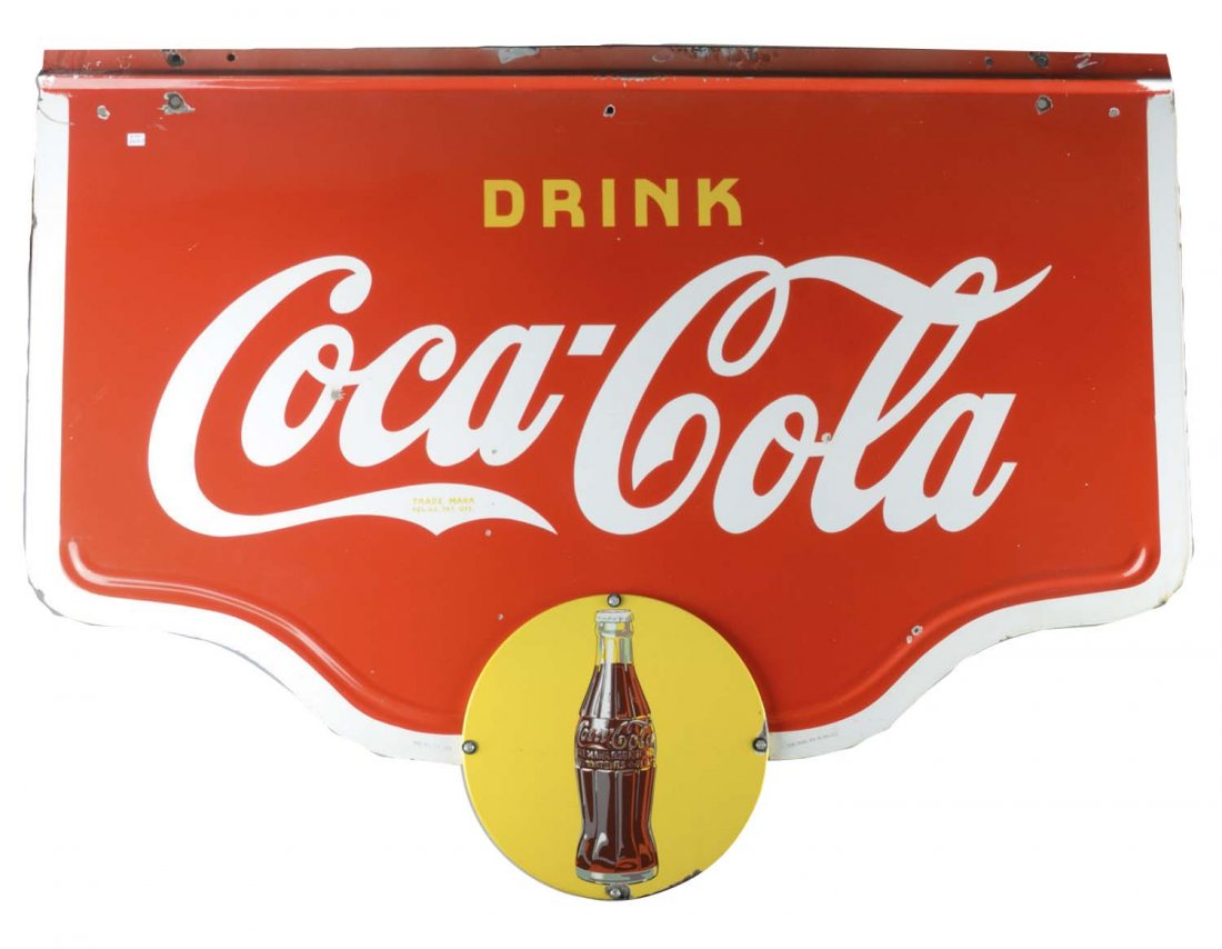 Large 1939 Coca Cola Porcelain Hanging Sign (1 of 2)