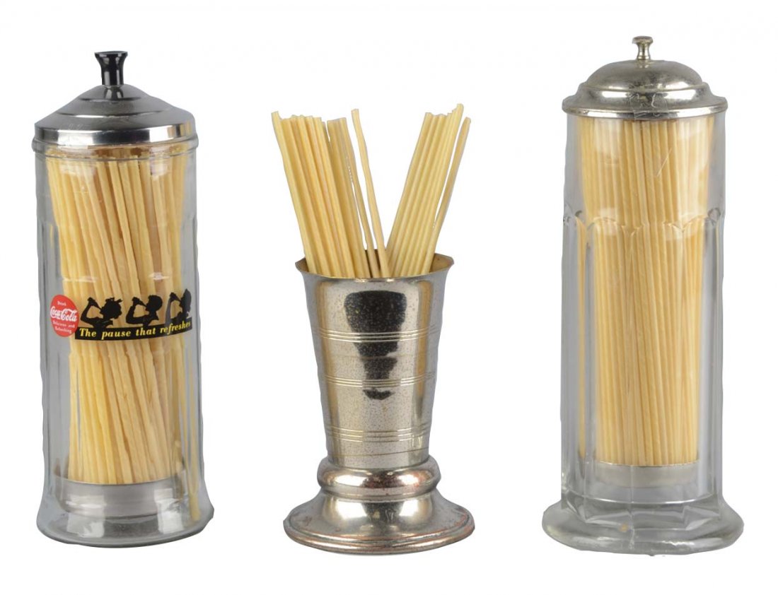 Lot Of 3: Soda Fountain Straw Holders (1 of 2)