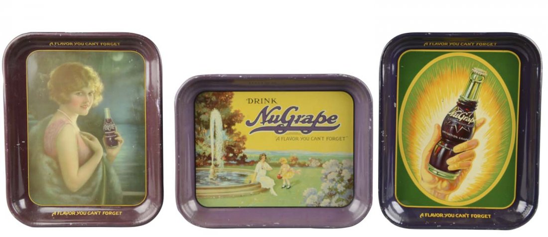 Lot Of 3: Nu-Grape Tin Serving Trays (1 of 2)