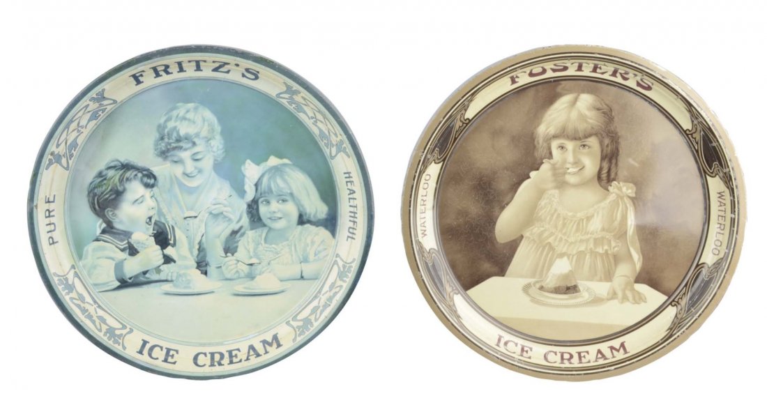 Lot Of 2: Round Tin Ice Cream Serving Trays (1 of 1)