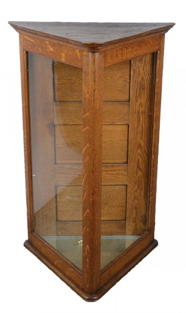 Oak Triangular Light-Up Display Showcase (1 of 2)