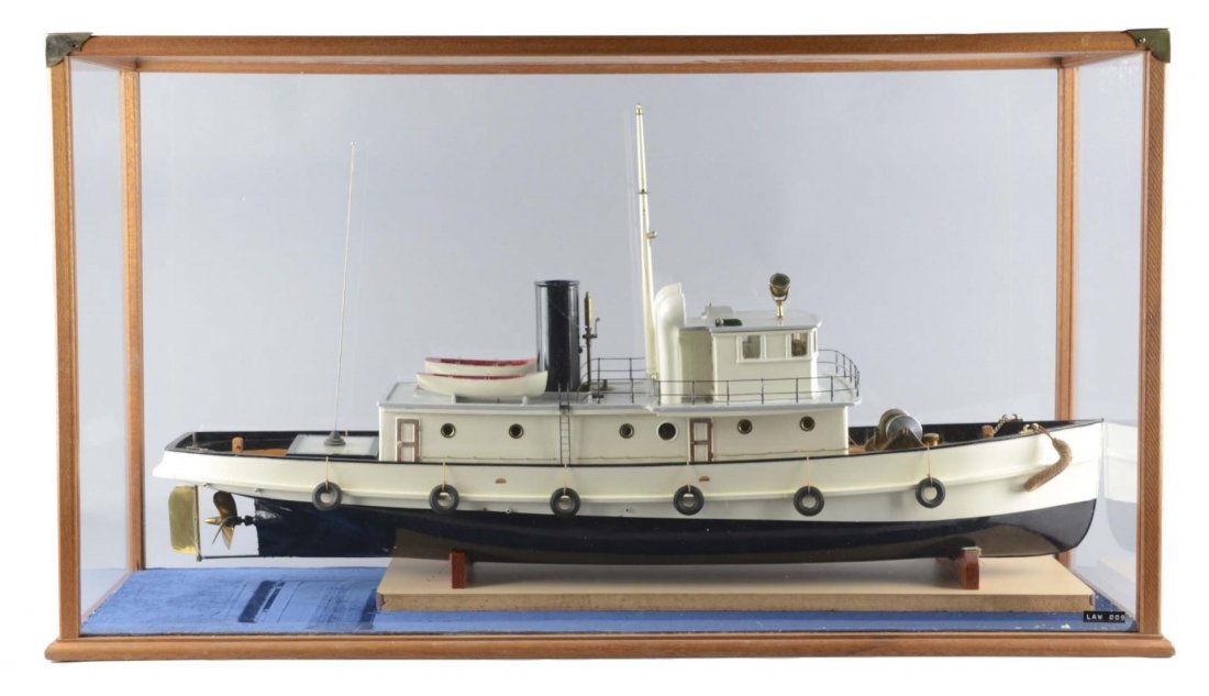 Large Motorized Steam Tug Boat In Case (1 of 2)