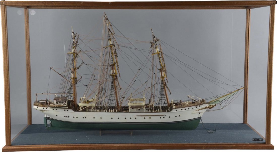 Triple High Masted Big Sailing Ship Model In Case (1 of 2)
