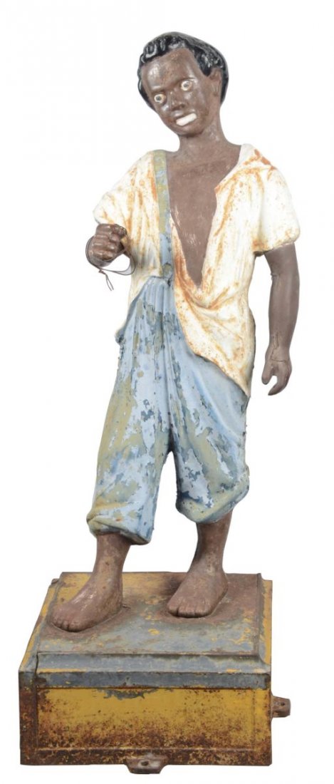 Figural Cast Iron Man In Overalls Garden Statue (1 of 2)