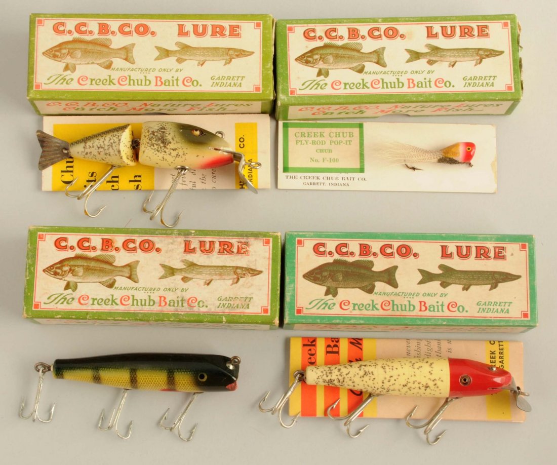 Lot Of 4: Assorted Creek Chub Baits in Boxes. (1 of 5)