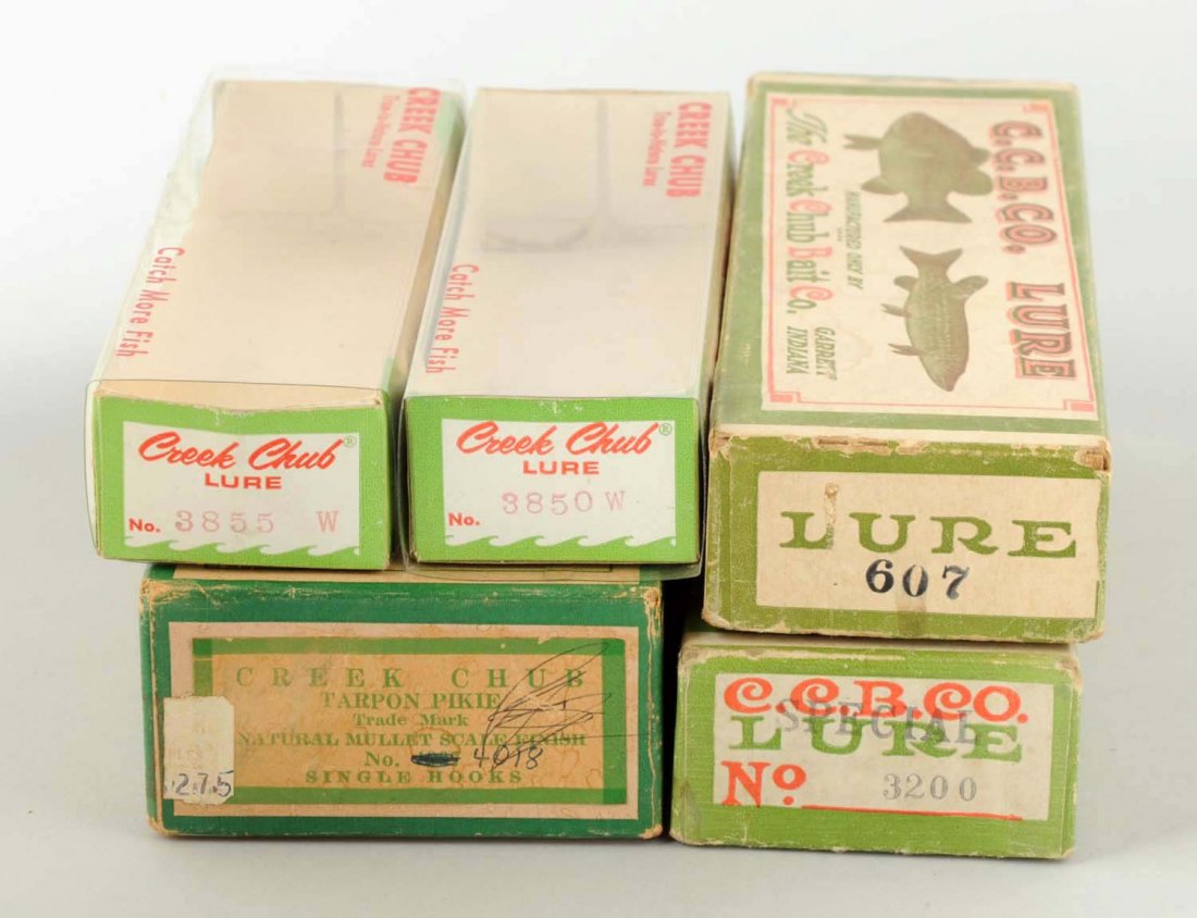 Lot Of 5: Empty Creek Chub Boxes. (1 of 2)
