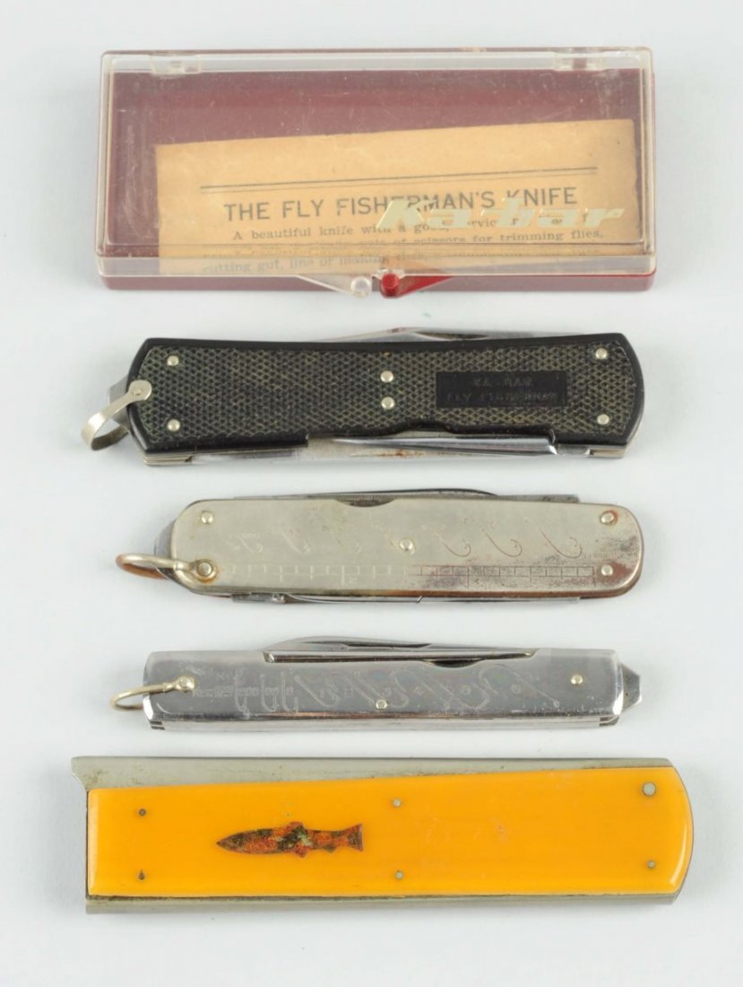 Lot Of 4: Fly Tying Knives & Folding Fish Knife. (1 of 10)