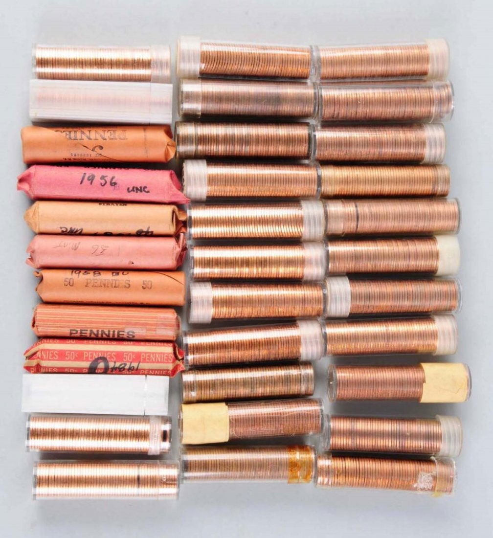 Lot Of 34: Rolls of Lincoln Cents. (1 of 1)