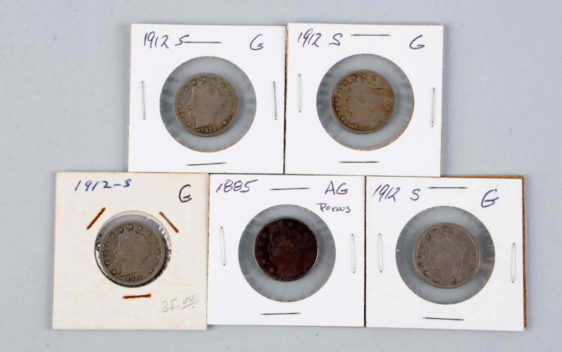 Lot Of 5: Rare Date V Nickels. (1 of 2)