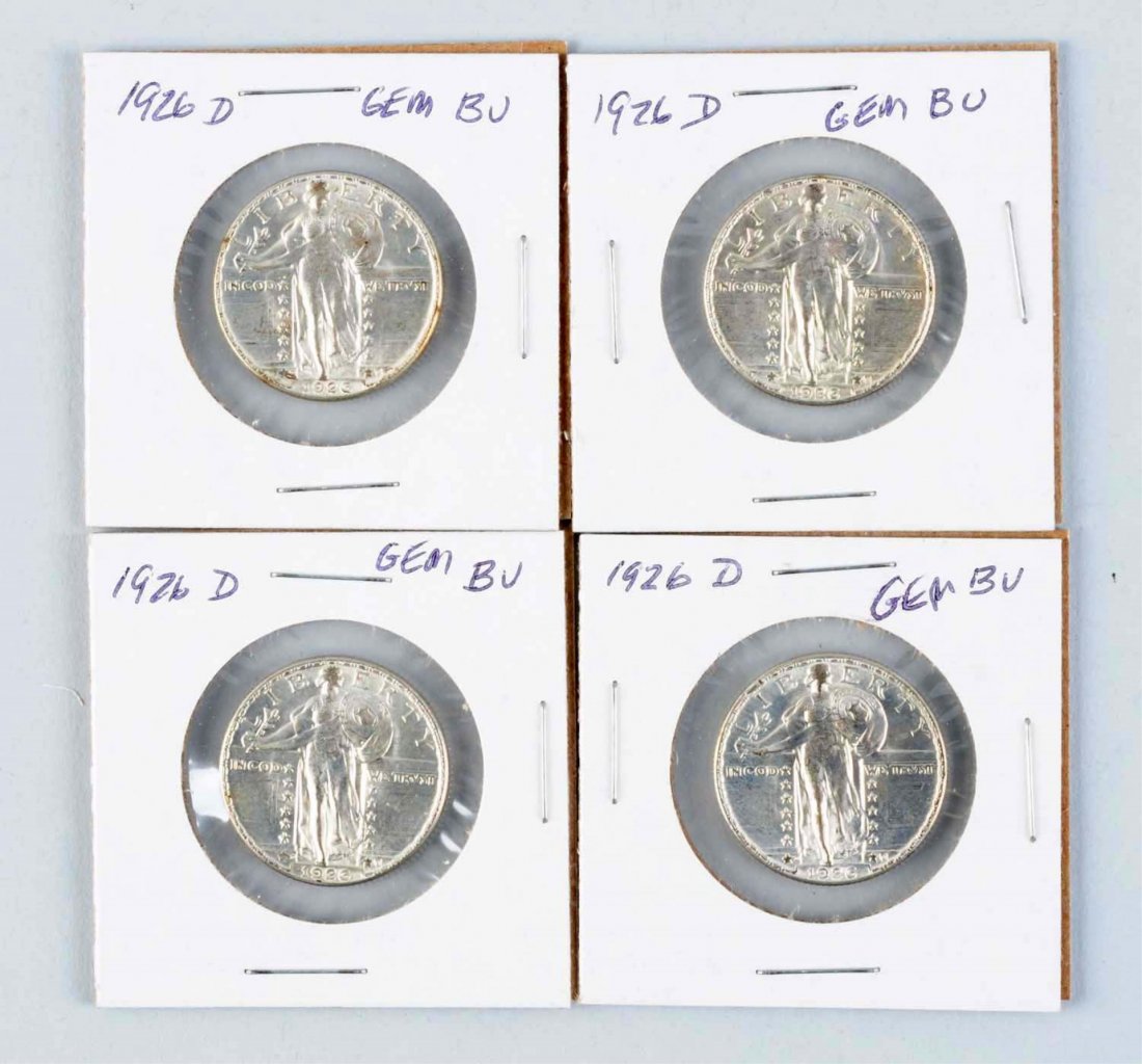 Lot Of 4: 1926 D Standing Liberty Quarters. (1 of 2)