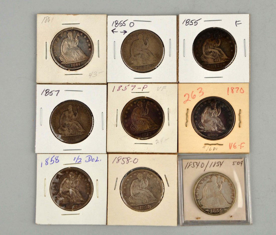 Lot Of 9: Seated Liberty Half Dollars. (1 of 4)