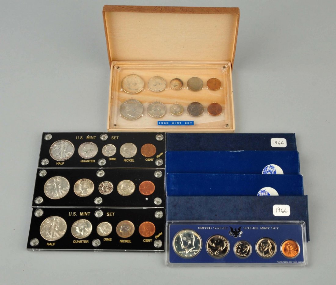 Lot Of 8: Sets Of Coins In Cases. (1 of 3)