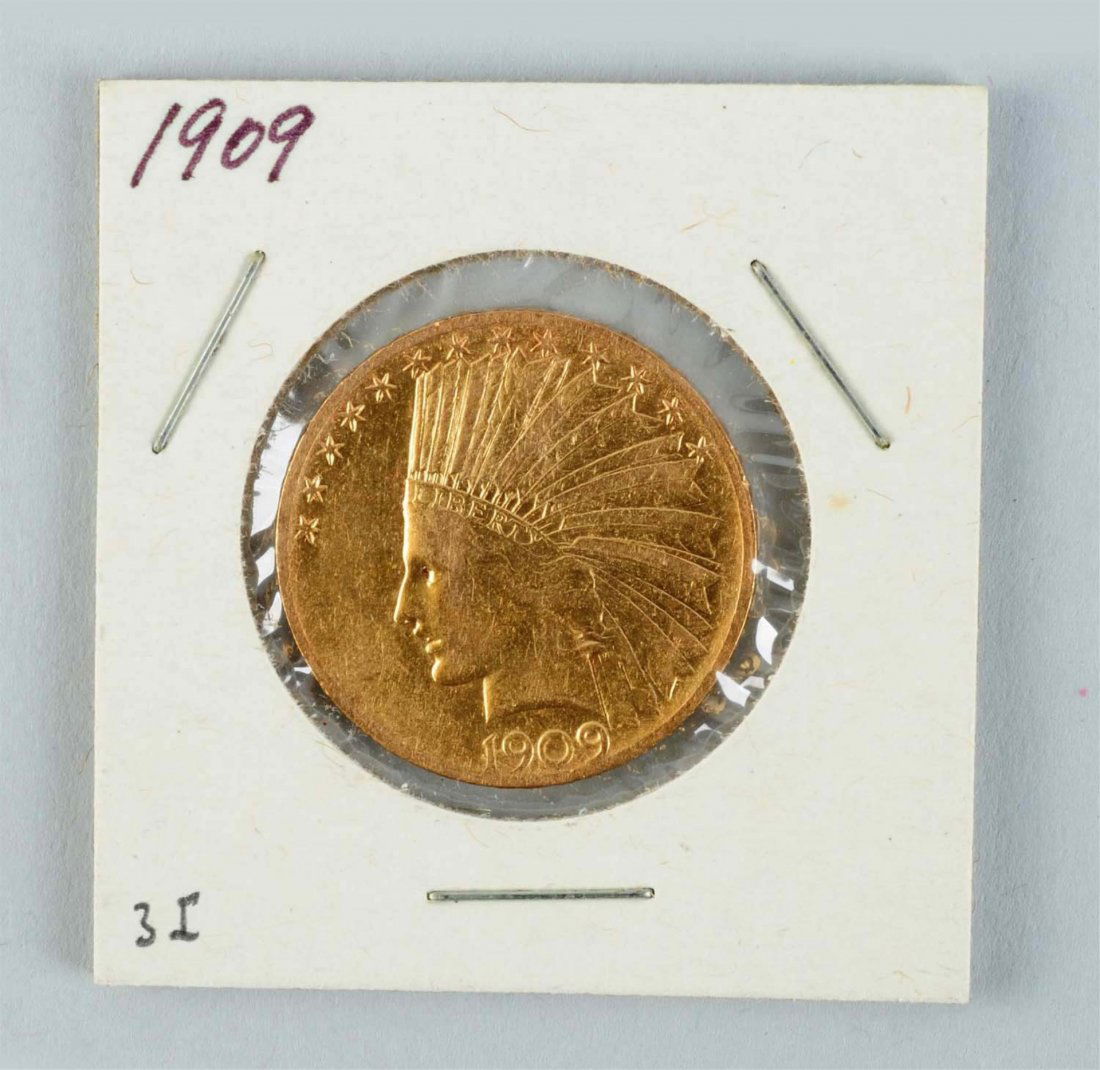 1909 $10 Gold Indian Eagle. (1 of 4)