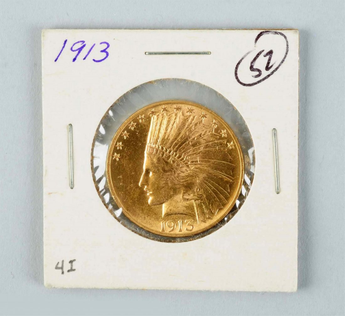 1913 $10 Gold Indian Eagle. (1 of 4)