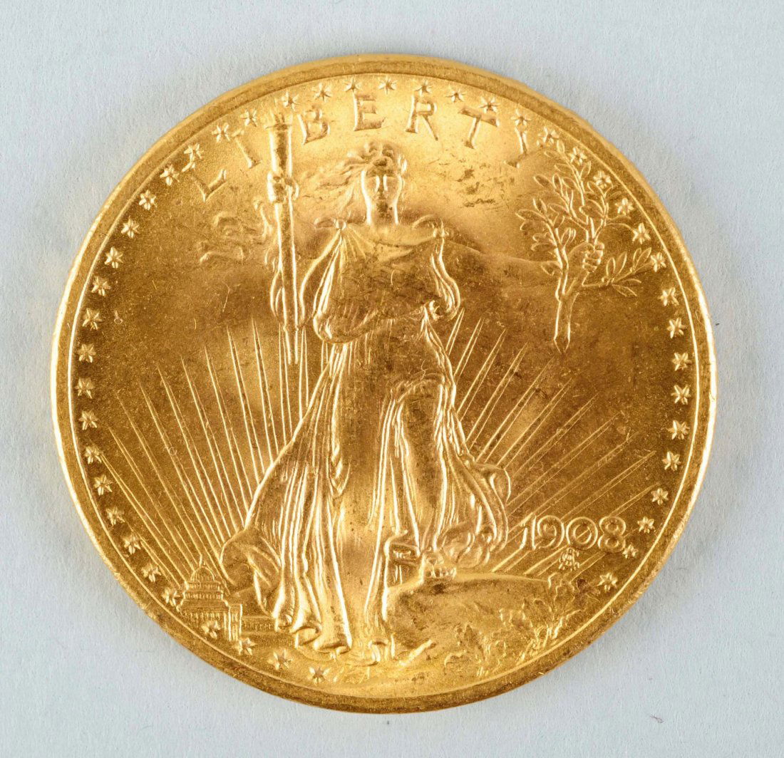 1908 $20 St. Gaudens Double Eagle. (1 of 2)