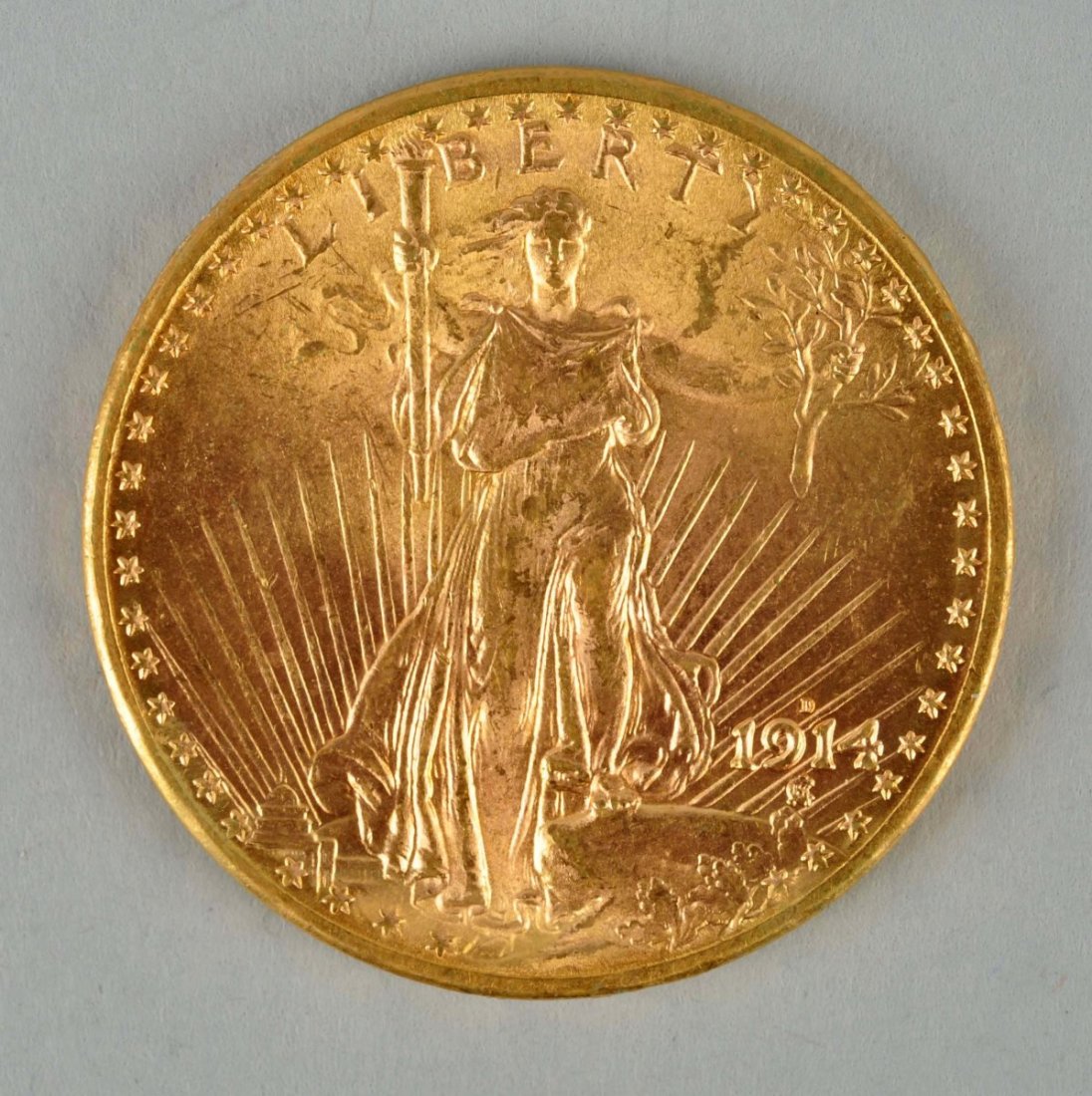1914 D $20 Gold St. Gaudens Double Eagle.: MS 62.
