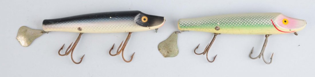 Lot Of 2: Wooden Heddon Giant Flaptails. (1 of 3)