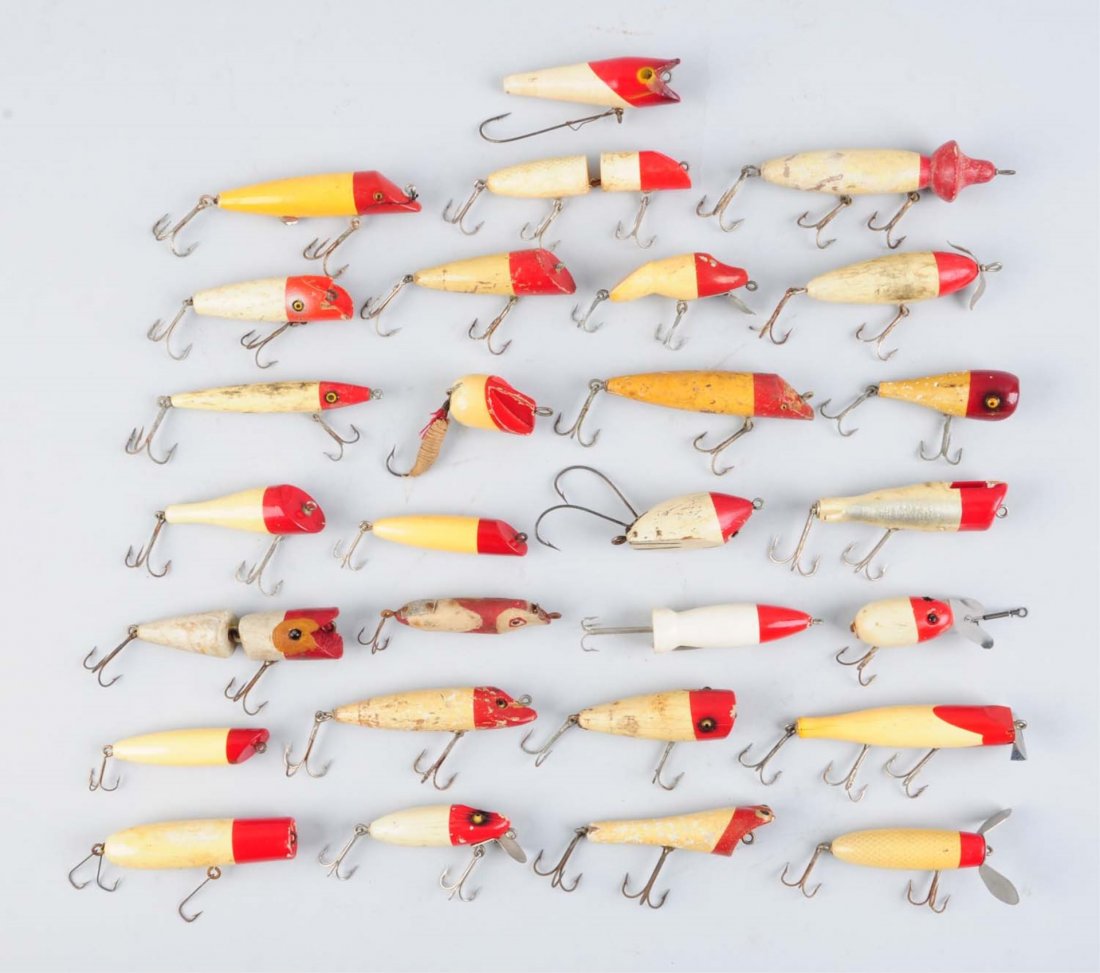 Large Lot Of White And Red Fishing Lures (1 of 1)
