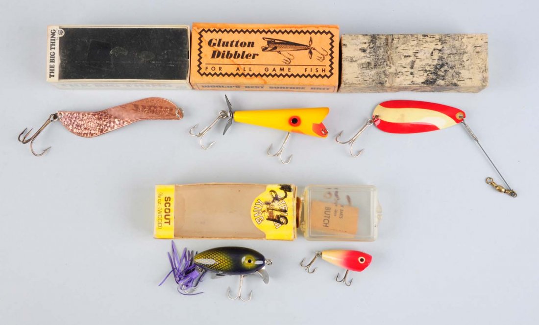 Lot Of 5: Assorted Fishing Lures In Boxes.: Assorted boxed baits, nice condition.
