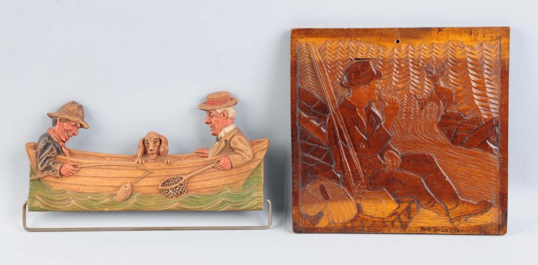 Lot Of 2 Fishing Pictures On Wood (1 of 2)