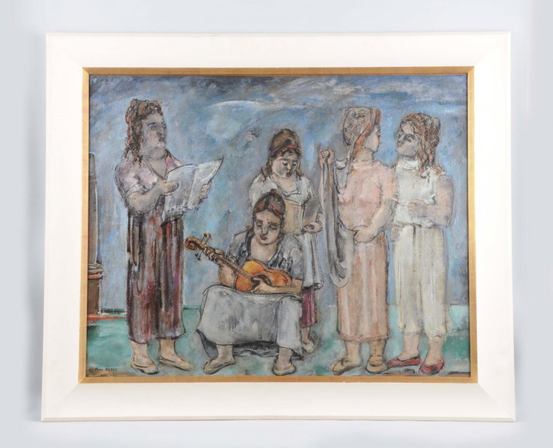 Max Weber (American, 1897-1982).: Music. oil on canvas. signed lower left. Provenance: Gerald Peters Gallery, Salendar O’Reiley Gallery *Auction record high for this artist: $1,659,500, Phillips de Pury & Luxembourg, New York, 12/3/