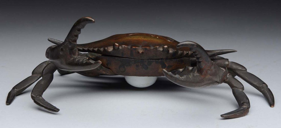 American Bronze Figural Crab Inkwell. (1 of 4)