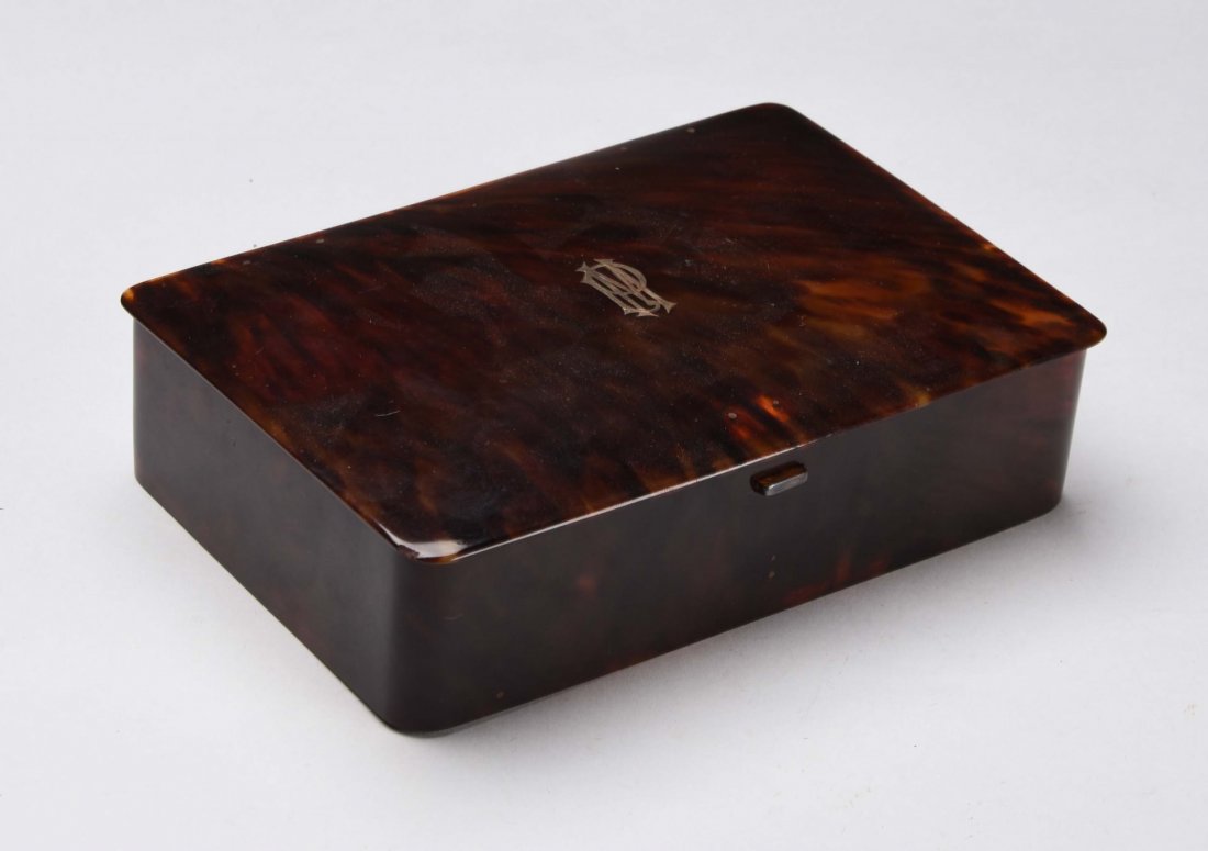 Tortoise English Silver Silver & Gold Mounted Box. (1 of 3)
