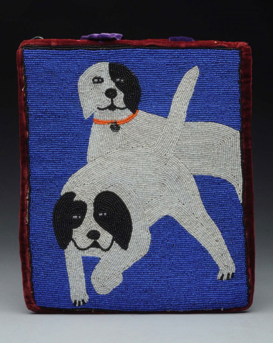 Antique Native American Beaded Pouch with Dogs. (1 of 2)