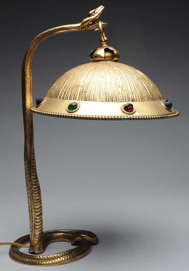 Austrian Art Nouveau Hand Hammered Snake Lamp. (1 of 4)