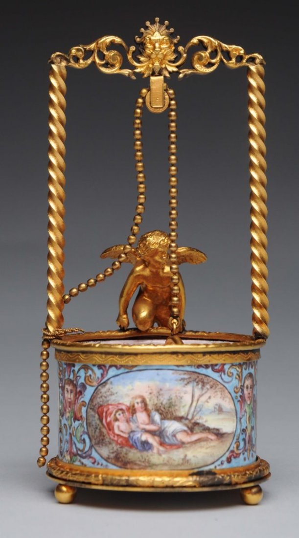 Viennese Enamel Cherub at the Well Figure. (1 of 4)