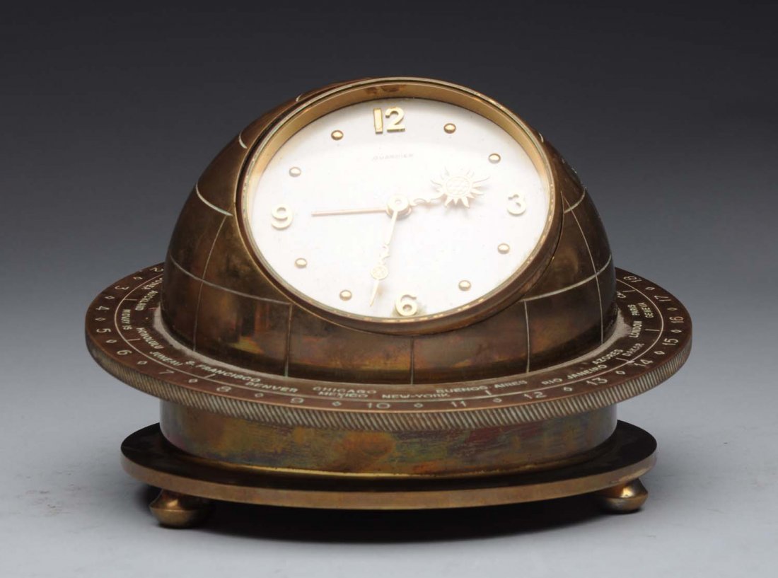 Bronze Globe Desk Clock with Time Zones. (1 of 3)