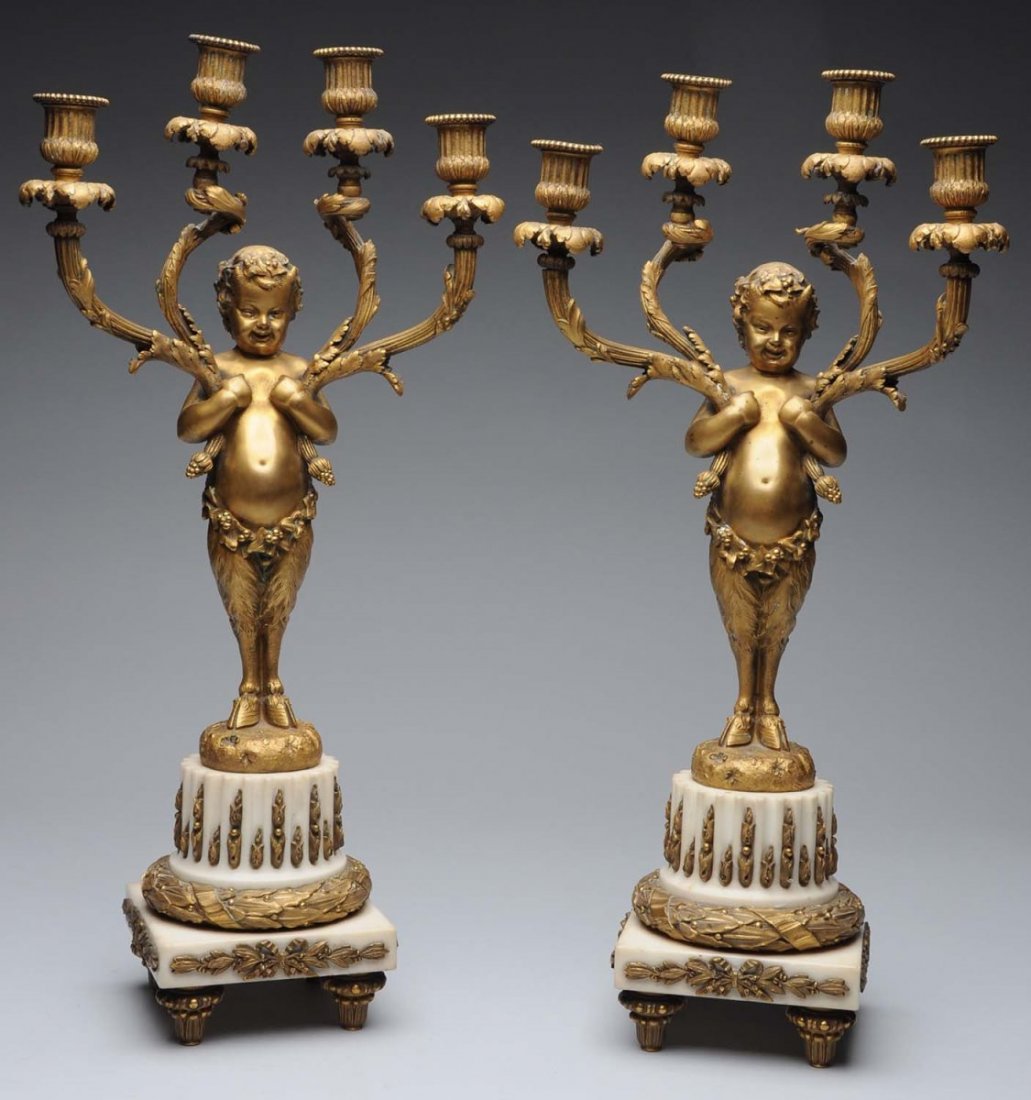 Pair of French Gilt Bronze Candelabras. (1 of 2)