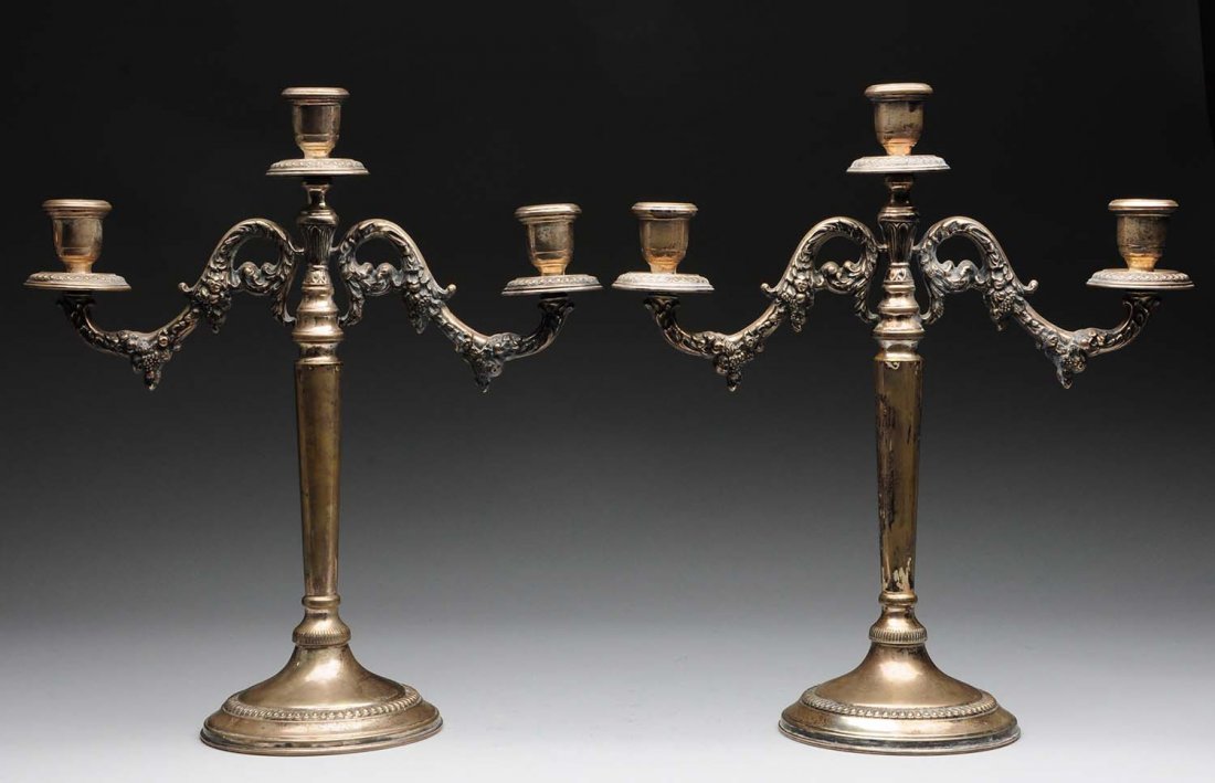 Pair of Italian Silver 3-Light Candelabra. (1 of 2)