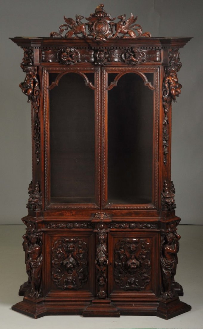Large Glass Cabinet with Cherubs. (1 of 3)